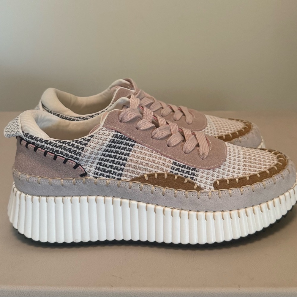 Tyche Pink and White Knit Sneakers